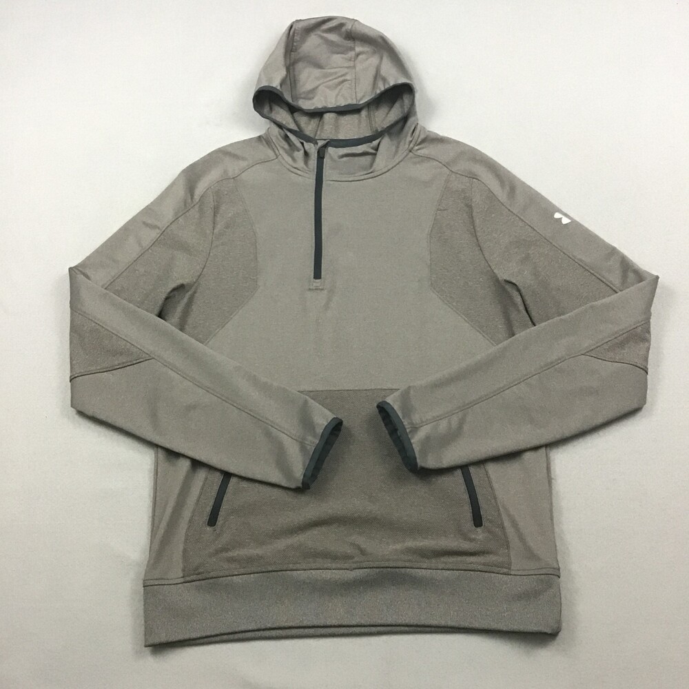 Under Armour Sweater Men Small Gray Fitted Running All seson Gear Pullover Hood